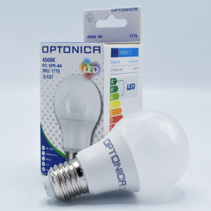 Bec led 9W (54W), E27, A60, 806 lm, lumina neutra (4500K), opal, Optonica