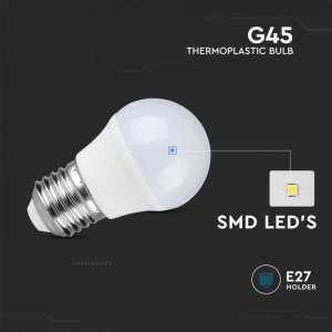 Bec LED sferic 4.5W (40W), E27, G45, 470 lm, lumina neutra(4000K), opal, V-TAC [3]- savelectro.ro
