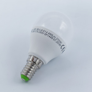 Bec led sferic 6W (35W), E14, G45, 480lm, lumina calda (2700K), opal, Optonica