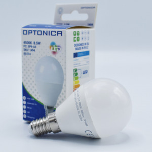 Bec led sferic 8.5W (60W), E14, G45, 806lm, lumina neutra (4500K), opal, Optonica