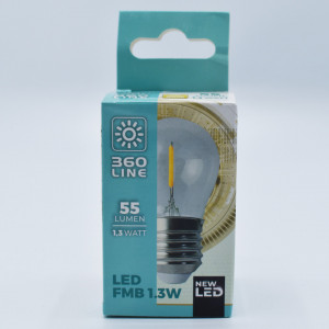 Bec led sferic Vintage filament 1.3W (10W), E27, 55lm, lumina calda (2700K), clar, Kobi