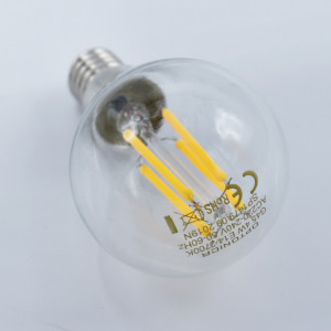 Bec led sferic Vintage filament 4W (27W), E14, G45, 400lm, lumina calda (2700K), clar, Optonica
