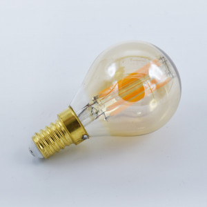 Bec led sferic Vintage filament 4W (27W), E14, G45, 400lm, lumina calda (2500K), auriu, Optonica