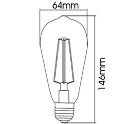 Bec LED Vintage 4W(40W) Braytron, ST64, E27, 350 lm, lumina calda (2200 K), clasa energetica F [6]- savelectro.ro