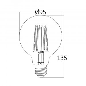 Bec led Vintage 6W (42W) Braytron, G95, E27, 540lm, dimabil, lumina calda (2200 K), auriu, clasa energetica F