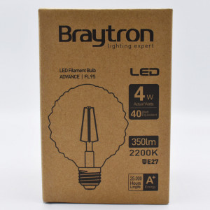 Bec led Vintage Edison 4W (40W), E27, FL95, 350 lm, lumina calda (2200K), auriu, Braytron