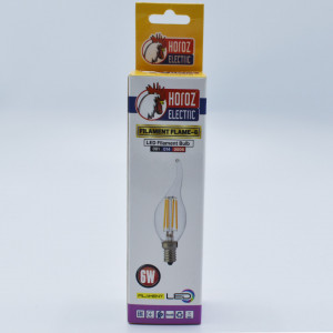Bec led flacara Vintage filament 6W (48W), E14, 700lm, lumina calda (2700K), clar, Horoz Electric
