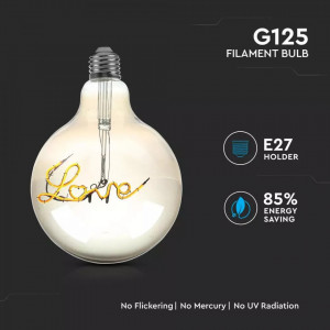 Bec led Vintage filament Love 5W (30W),E27, G125, 70 lm, lumina calda (2200K), [6]- savelectro.ro