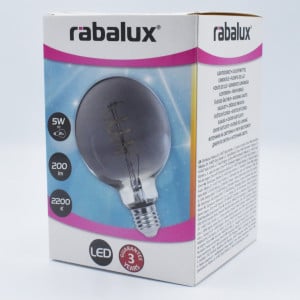 Bec Vintage LED Filament Rasucit 5W (21W), E27, G95, 200 lm, lumina calda (2200K), fumuriu, Rabalux