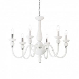 Candelabru Doge 113678, 6xE14, crom+alb, IP20, Ideal Lux