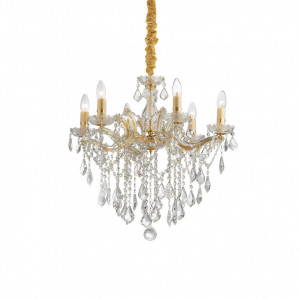 Candelabre, Candelabru Florian 035635, 6xE14, auriu+transparent, IP20, Ideal Lux - savelectro.ro