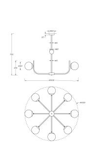 Candelabru Rendez-Vous MOD109PL-08BS, 8xE14, arama+alb, IP20, Maytoni [5]- savelectro.ro