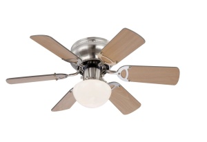 Candelabre, Candelabru Ugo, cu ventilator, intrerupator, 1xE27, nichel mat, crom, aspect lemn, IP20, Globo Lighting - savelectro.ro