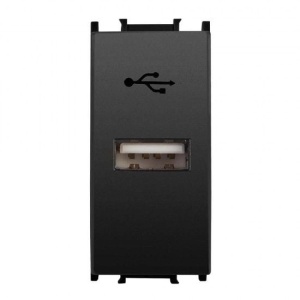 Prize si intrerupatoare, Conector USB transfer 1 modul, negru, Thea Panasonic - savelectro.ro