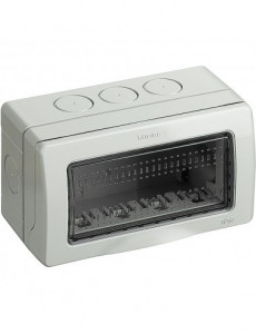 Prize si intrerupatoare, Doza montaj aplicat, 4 module, IP55, gri, Bticino Matix - savelectro.ro