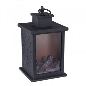 Felinar decorativ cu efect de flacara, alimentare cu baterii AA, lumina calda 2700K, negru, Globo [2]- savelectro.ro