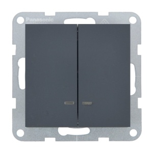 Prize si intrerupatoare, Intrerupator dublu cu led 10A, IP20, Night, Panasonic Karre Plus 55 Soft Touch - savelectro.ro