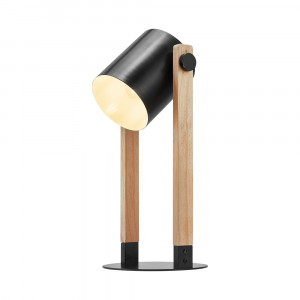 Lampa de birou BR-BV02-00013, cu intrerupator, 1xE27, neagra+naturala, IP20, Braytron [1]- savelectro.ro