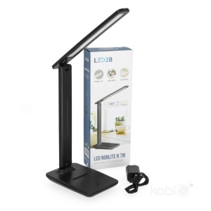 Lampa de birou LED NOBLITE N, 7W, lumina calda/neutra/rece, suport telefon, dimabil, neagra, Kobi [6]- savelectro.ro