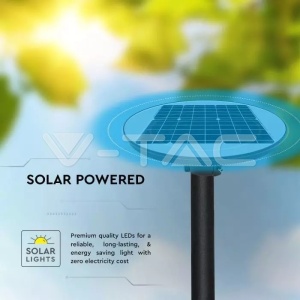 Lampa solara de gradina LED 7.5W, lumina neutra (4000 K), senzor miscare, panou solar, IP65, neagra, V-TAC [10]- savelectro.ro