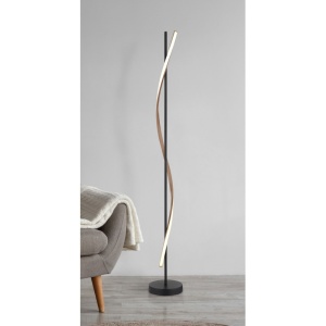 Lampadar LED Watkins 30W, 1225 lm, lumina calda (3000K), 150 cm, negru mat+imitatie lemn, Globo Lighting [5]- savelectro.ro