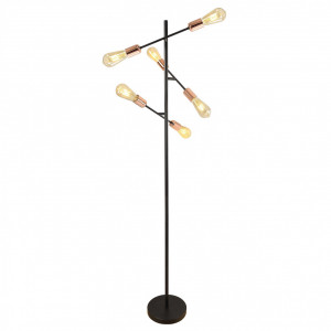 Lampadar Straight KL107009, cu intrerupator, 6xE27, negru+cupru, IP20, Klausen [1]- savelectro.ro