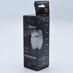 Bec led lumanare Vintage filament 2.5W (16W), E14, C37, 150lm, lumina neutra (4000K), fumuriu, Spectrum Led 