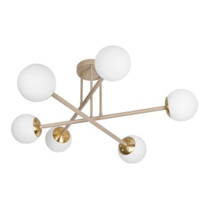 Lustre, Lustra Bali 6xE27, IP20, bej+aurie, Masterled - savelectro.ro