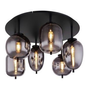 Lustra Blacky, 6xE14, IP20, negru mat/fumuriu, Globo Lighting