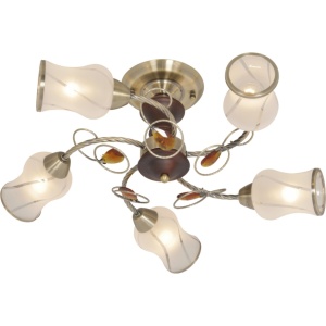 Lustre, Lustra Burundi KL-7179, 5xE14, bronz satin, abajur alb, stil clasic, IP20, Klausen - savelectro.ro