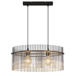 Lustre, Lustra Gorley, 2xE27, IP20, negru mat/fumuriu, Globo Lighting - savelectro.ro
