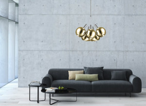 Lustra LED BALLS SP6, metal, sticla, auriu, crom, 6 becuri, 30W, 3120 lm, lumina calda (3000K), 142001, Klausen [2]- savelectro.ro