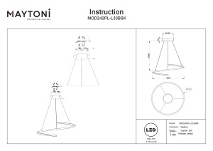 Lustra LED Curve MOD242PL-L33BSK, 31W, 2100lm, lumina calda+neutra, IP20, aurie, Maytoni [2]- savelectro.ro