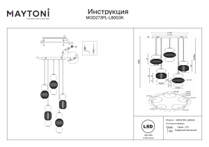 Lustra LED Drop MOD273PL-L80G3K, 80W, 9300lm, lumina cald, IP20, aurie, Maytoni [2]- savelectro.ro