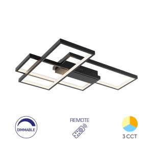Lustra LED Nela BR-BH17-04691, dimabila, cu telecomanda, 65W, 7150lm, lumina calda, neutra, rece, IP20, neagra, Braytron [1]- savelectro.ro