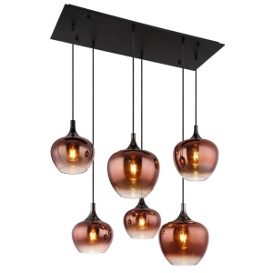Lustre, Lustra Maxy, 6xE27, IP20, negru mat/cupru, Globo Lighting - savelectro.ro