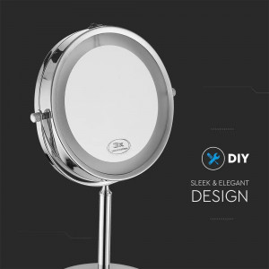 Oglinda dubla LED pentru machiaj 6629-VT, marire 1X sau 3X, stativ crom, alimentare cu baterii, V-TAC [6]- savelectro.ro