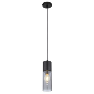 Pendul Annika 1xE27, IP20, negru mat, sticla fumurie, Globo Lighting