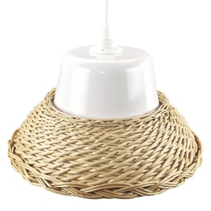 Pendule, Pendul Wicker LY-3337, 1xE27, alb si rachita, stil vintage, IP20 - savelectro.ro