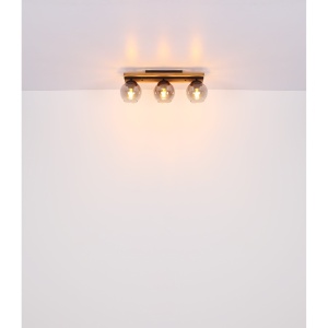 Plafoniera Conni, 3xE27, IP20, negru/lemn maro inchis/fumuriu, Globo Lighting [3]- savelectro.ro