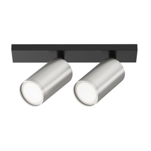 Plafoniere, Plafoniera Focus C051CL-U-02BS, 2xGU10, 20W, neagra+argintie, IP20, Maytoni - savelectro.ro