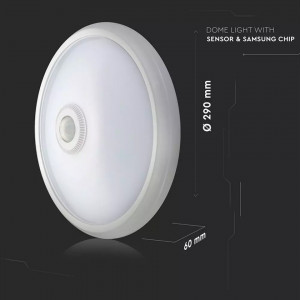 Plafoniera LED Chip Samsung 809, cu senzor de miscare, 12W, 800lm, lumina rece, IP20, alba, V-TAC [2]- savelectro.ro
