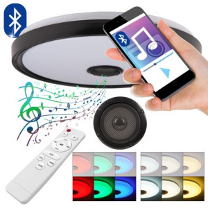 Corpuri de iluminat, Plafoniera LED Cosmo 1277-LVT, RGB, dimabila, cu telecomanda, 72W, 5400lm, lumina calda+neutra+rece, IP20, neagra, Masteled - savelectro.ro