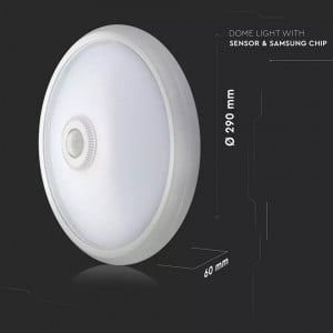 Plafoniera LED cu senzor de miscare, Chip Samsung SMD, 12W, lumina rece 6400K, IP20, 800lm, alba, V-TAC [2]- savelectro.ro