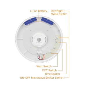 Plafoniera LED cu senzor si kit de emergenta, 20W, 2000lm, IP54, 280mm, lumina calda/neutra/rece, alba, Braytron [5]- savelectro.ro