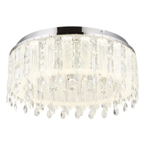 Plafoniera LED Klunka, 58W, 4798 lm, lumina calda/neutra/rece, telecomanda, dimabila, crom+cristale K5, Globo Lighting