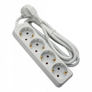 Prelungitor 4 prize 5 metri, cablu 3x1.5, max 16A, alb, Strohm