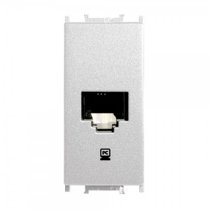 Prize si intrerupatoare, Priza calculator RJ45 Cat 6 1 modul Thea Modular Panasonic, Argintie - savelectro.ro