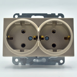 Prize si intrerupatoare Panasonic, Priza dubla, Bronz, 16A, IP20, Panasonic Panasonic Arkedia Slim \ Karre Plus - savelectro.ro