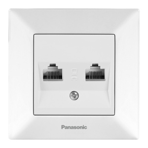 Prize si intrerupatoare, Priza dubla internet RJ45, Cat5E, IP20, Alb, Panasonic Arkedia - savelectro.ro